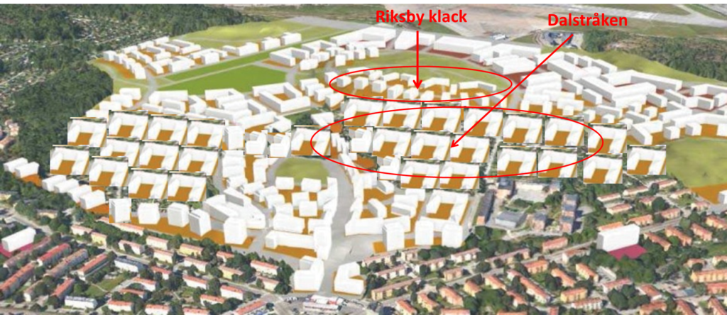 Bildmontage: Mikael Ljung. Den här bilden visar mitt antagande om hur det kommer att se ut i området när Stadsbyggnadskontoret kliver in i sitt steg 2.